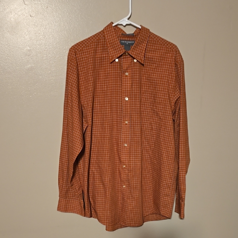 Saddlebred Button Down Longsleeve Orange Plaid Shirt Mens Size‎ Large